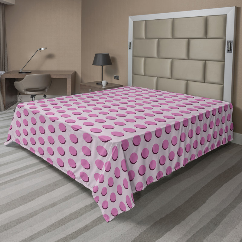 Drap plat moderne de style bohème Ambesonne, Rose / motif à pois mauve pâle, Full Flat Sheet