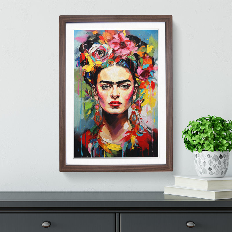 Single Picture Frame Print on Wood, 46cm H x 34cm W, Walnut Framed