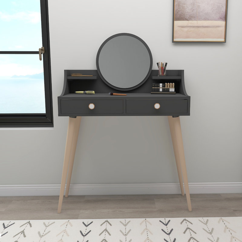 Dressing Table with Mirror Denise, Anthracite