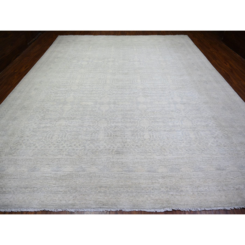 Tapis bleu nouvel âge en laine 12 pi x 14 pi 3 po Zully