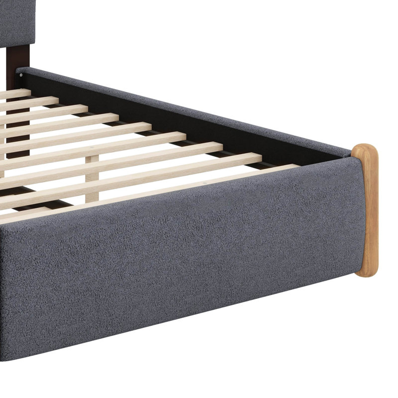 Pieds de lit en bois rembourrés, Gris, Lit double