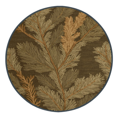 Machine Washable Botanical Brown Area Rug