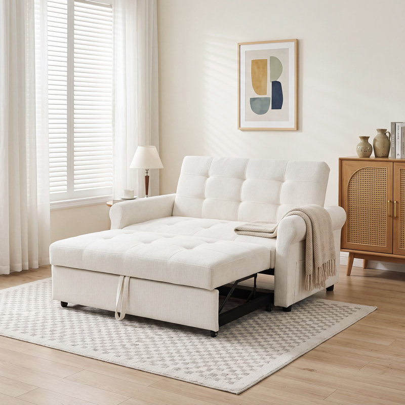 Convertible Pull Out Sofa Bed, 2 Seater Sleeper Loveseat, for Small Apartment