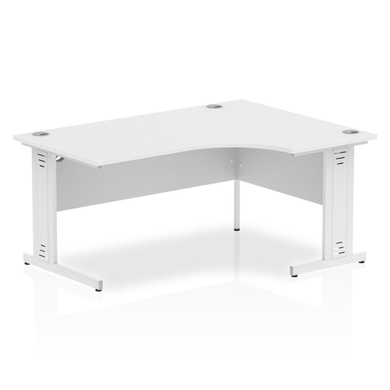 Impulse L-Shaped Metal Base Computer Desk, 73cm H x 160cm W x 120cm D, White, White