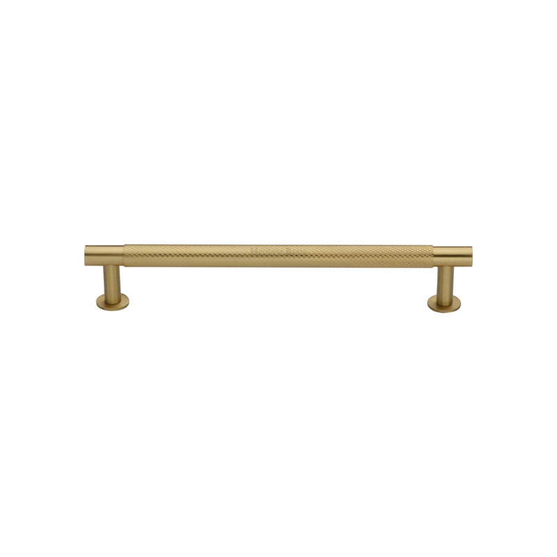 Heritage Brass Heritage Cabinet Pull Partial Knurled Design with Rose, 12.8cm, Satin Brass