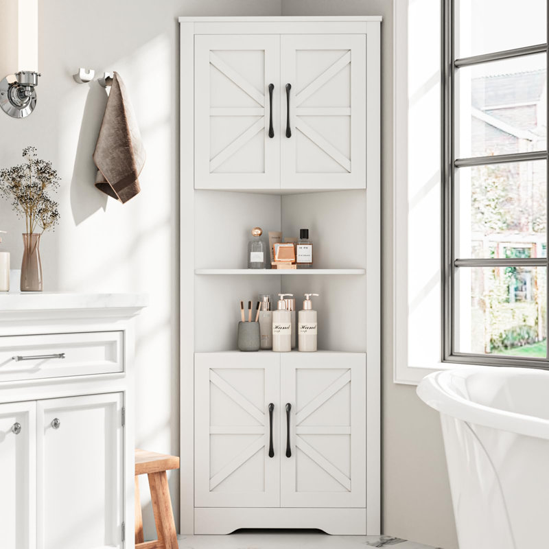 White Corner Bathroom Cabinet