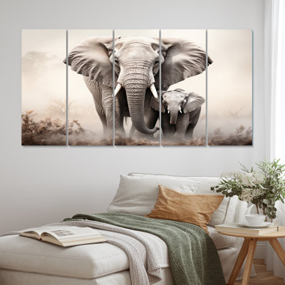 «Black and White Elephant Embrace Of Force II», ensemble de reproductions d'art en métal
