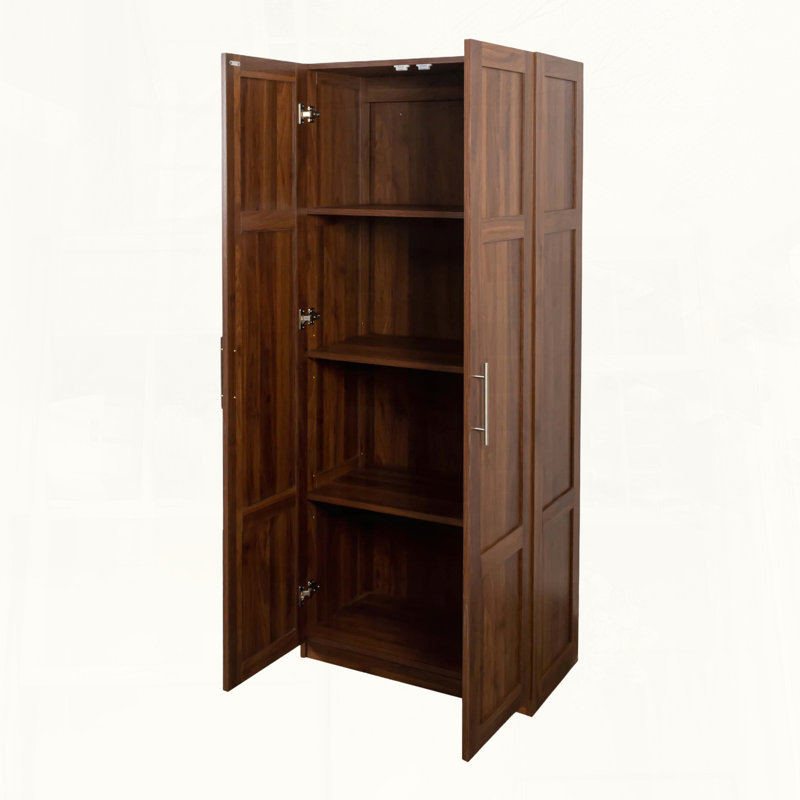 Armoire de rangement en noyer, armoire de rangement autoportante avec 2 portes et tablettes réglables, grand placard pour la cuisine, la buanderie et la salle de bain