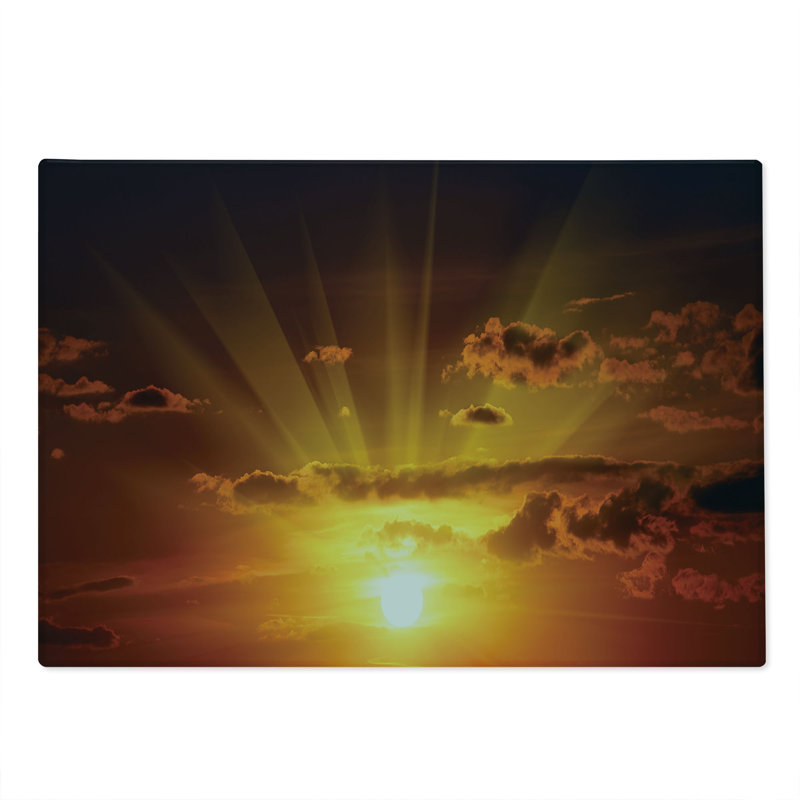 Ambesonne Nature Cutting Board Large Size Burning Sunset Orange