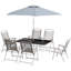 Ensemble repas de patio 8 pièces avec parasol de table Outsunny