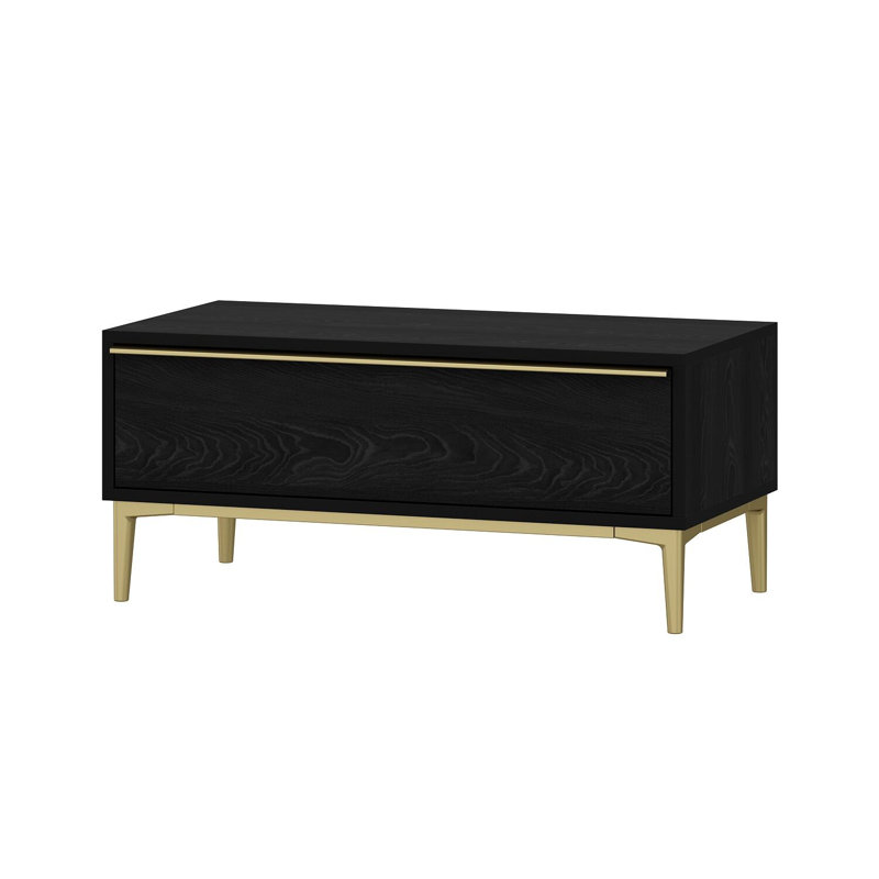 Modern Black Coffee Table, 35.4 x 15.7 x 15.7 inches | 100% Melamine Coated Particle Board, Thickness: 0.7 inches | Stylish & Durable Design for Living Room, Perfect for Elegant Home Décor & Entertainment