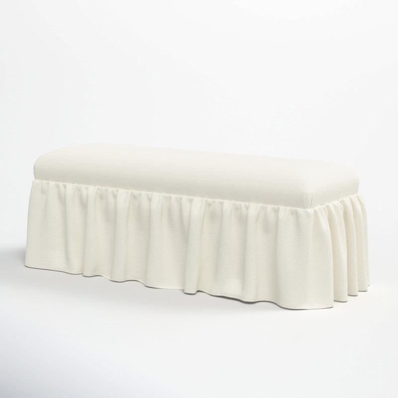 Banc de salle à manger Maggie Ruffle, Lin blanc texturé Zuma