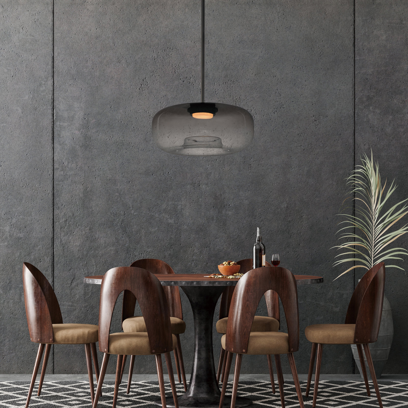 Daysy Single Light Glass Steel Dimmable Pendant