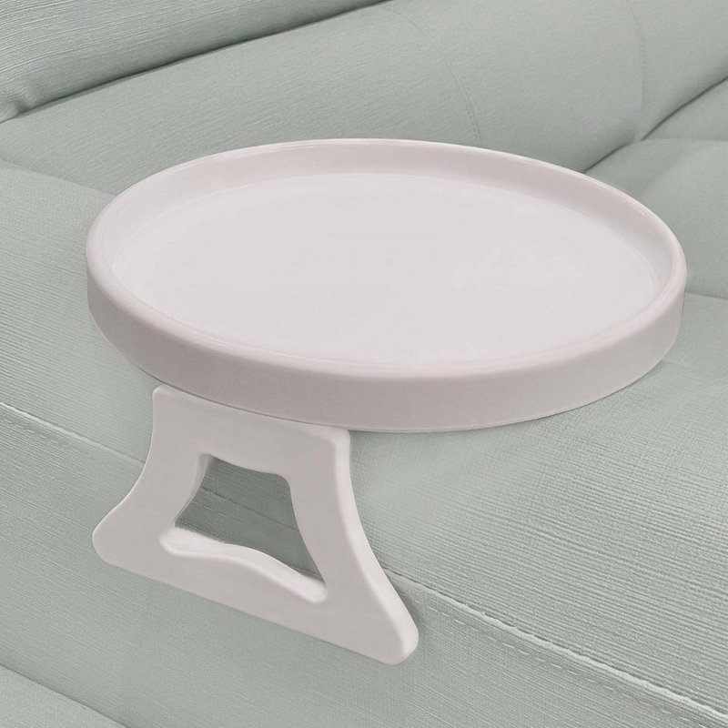 Sofa Arm Clip Tray, Side Table For Remote Controls/Drinks/Gamepads Holder, White