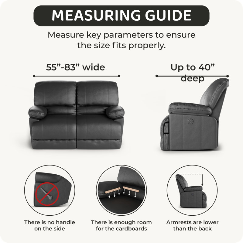 Housse extensible pour canapé inclinable - Facile à nettoyer et durable - Collection Comfort, H 35 po x l 60 po x P 40 po