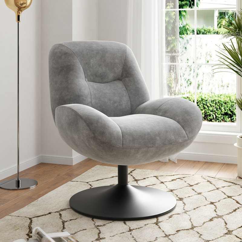 Upholstered Swivel Accent Chair, Grey