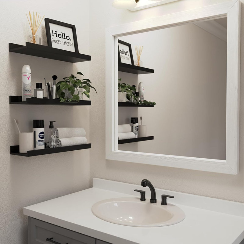 Floating Shelves For Wall, Wood Mounted Shelf Decor Storage Set Of 6, For Bedroom, Living Room, Bathroom, Kitchen, Picture Ledge