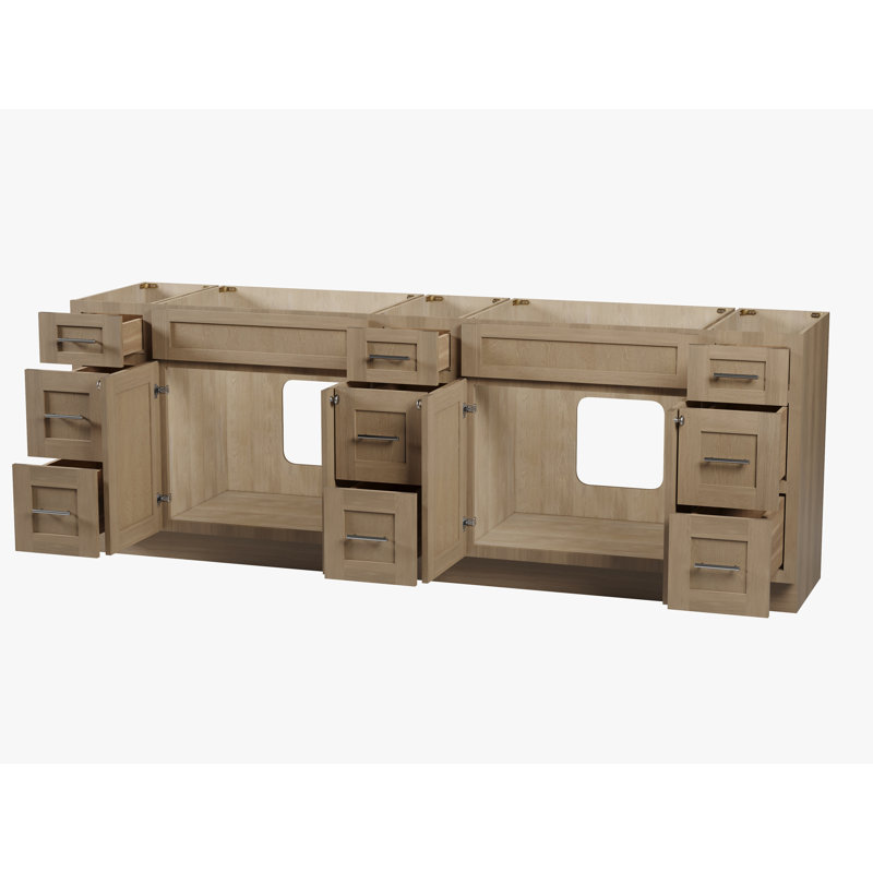 Disar 96" Double Bathroom Vanity Base Only, Natural Oak