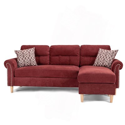Ensemble de canapé modulaire réversible en polyfibre de couleur rouge Paparika