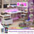 78.7'' Reversible L Shaped Desk with Power Outlets, LED Lights & Drawer Bookshelf-232399132