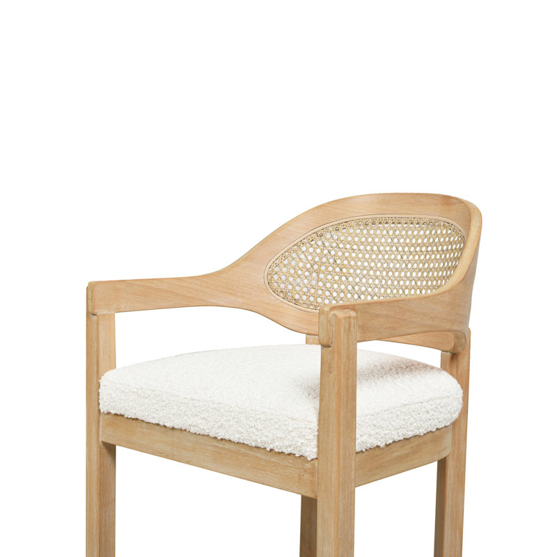 Americana Mid-Century Modern Cane Back Counter Stool, Natural, Beige