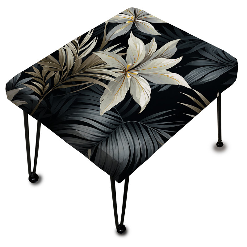 Monochrome Mirage Tropical Pattern - Tropical Rectangle Ottoman