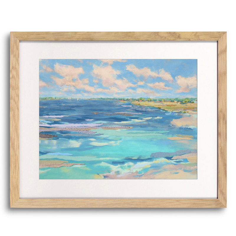 Afternoon On The Harbor Print by Karin Olah, White, 26" H x 32" W, Natural Single Picture Framed Paper