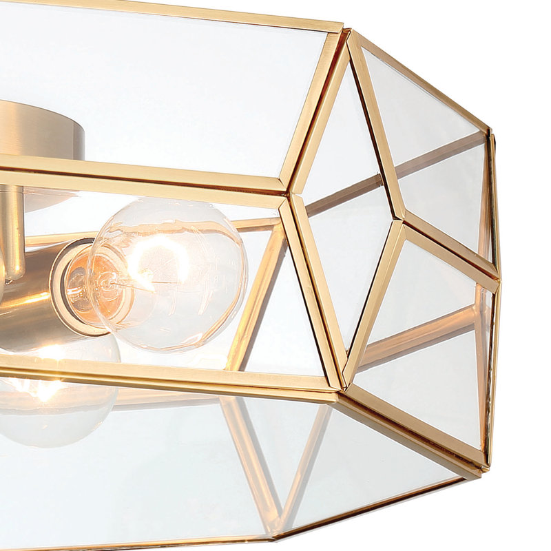 Anely 4 - Light 46cm Unique/Statement Geometric Flush Mount Light, Brass Dust