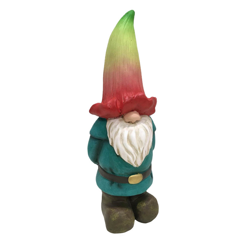 Statue de gnome tanner avec chapeau fleur