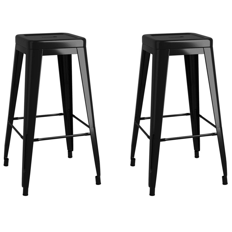 Santini Counter Stool with Metal Frame, Black
