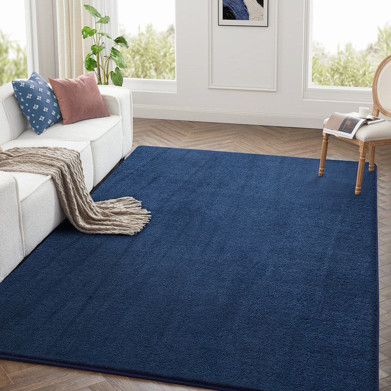 Solid Color Machine Tufted Pashmina Area Rug., Navy, Rectangle 160 x 230 cm
