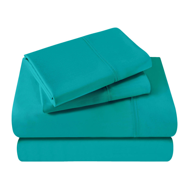 Ensemble de draps unis à poche profonde en coton égyptien à contexture de 400 fils, Sarcelle