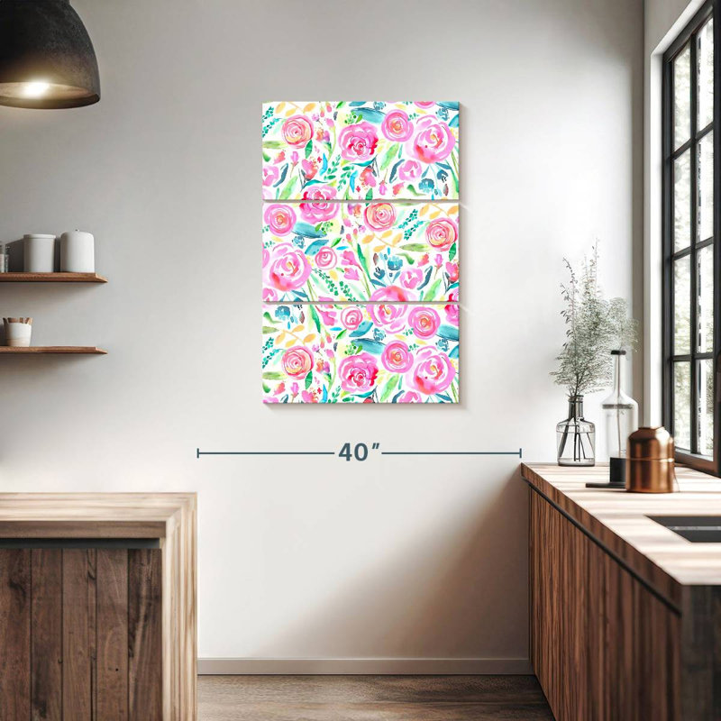 Harnek roses printanières pastel, H 38 po x l 24 po