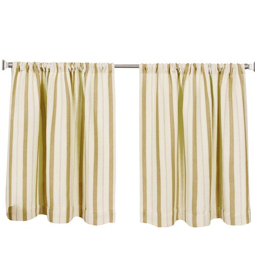 August Grove® Corazzini Striped Cotton Tailored Kitchen Curtain ...