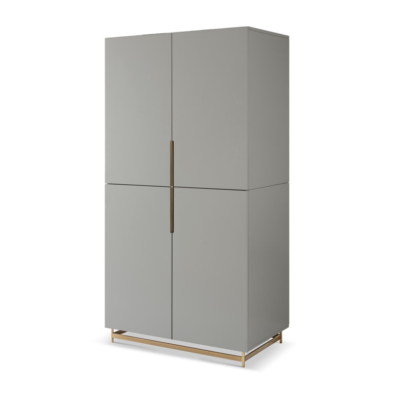 Lorie 2 Door Wardrobe, Grey/Gold