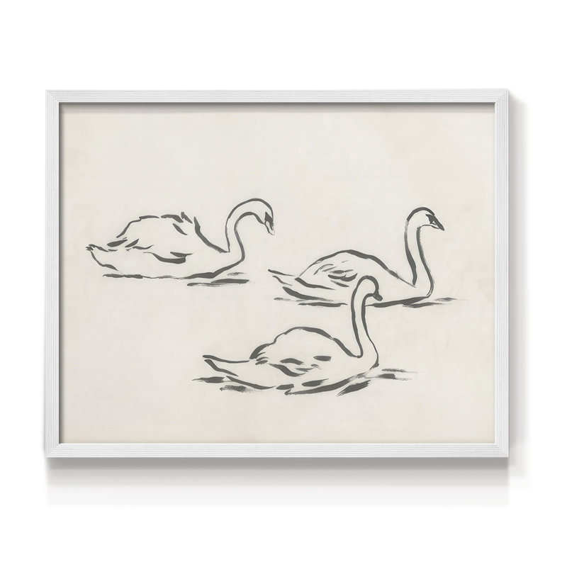 Swan Sketch II -Framed Print - Restickable, H 8 po x l 10 po, Blanc