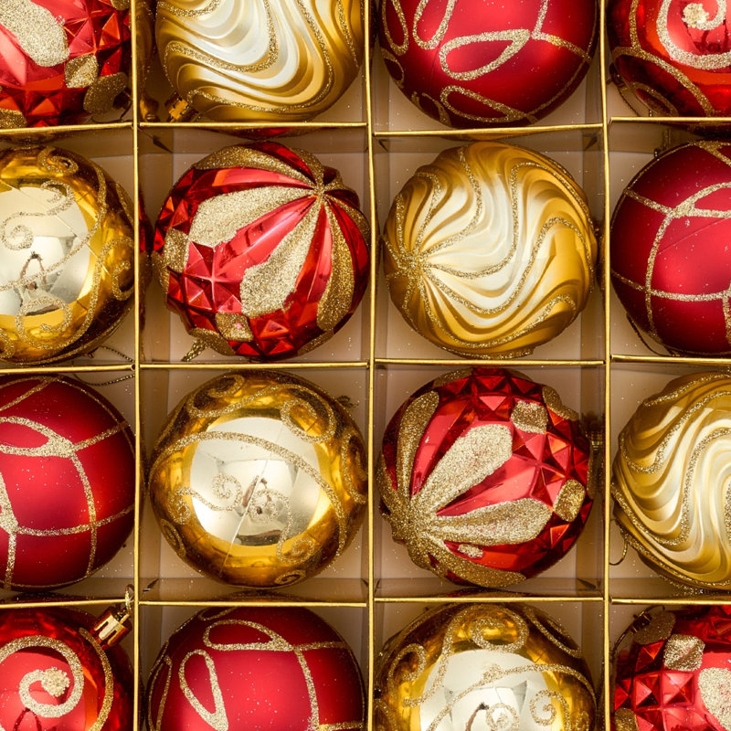 6.1cm Other Bauble, Red/Gold