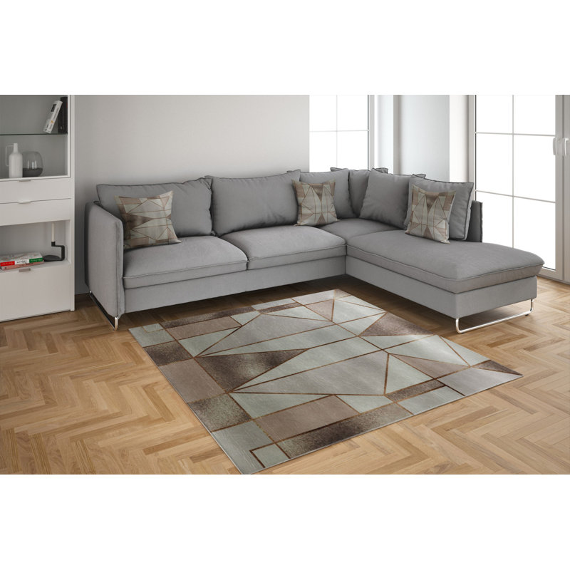 Tapis tissé élégant (4 x 6 pi), 100% polyester, d'une hauteur de poils de 0,4 po | Antibactérien, antidérapant sous la surface | Lavable à la machine, impression numérique 3D | Parfait pour le salon, la chambre à coucher et la décoration intérieure
