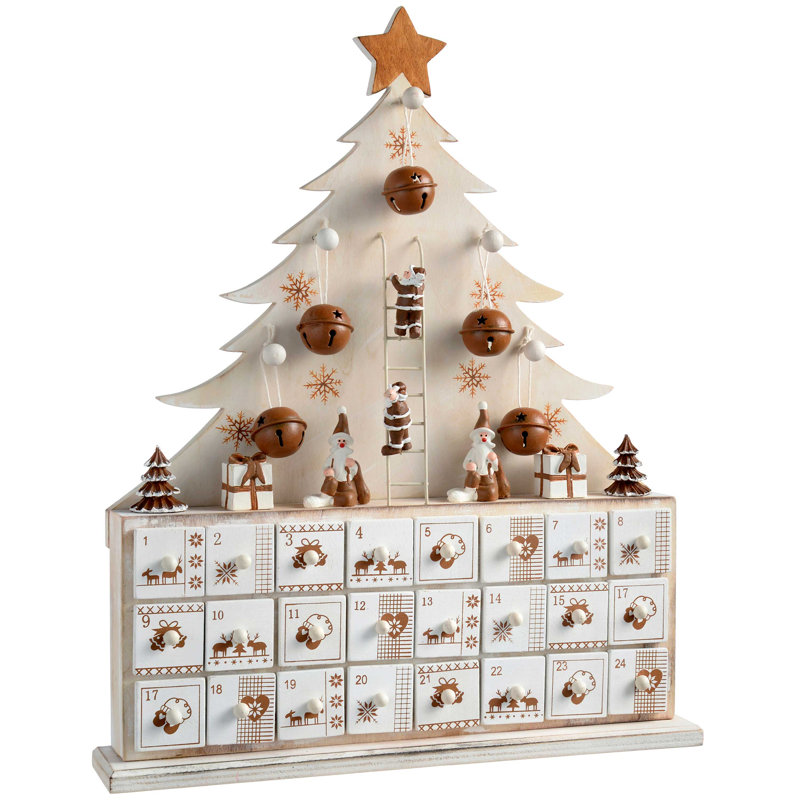 Christmas Advent Calendar, White/Brown