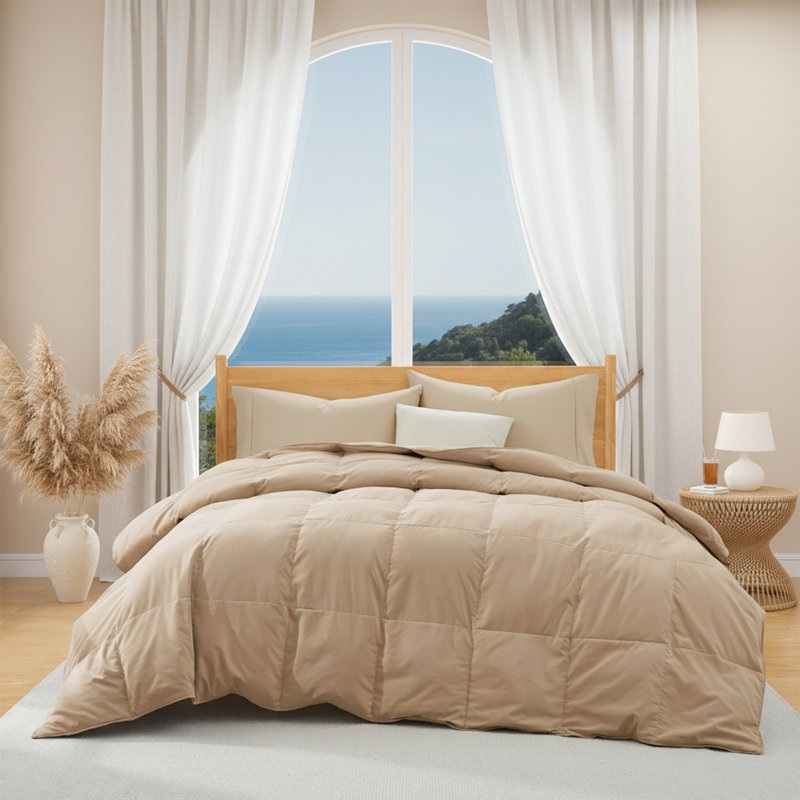 Édredon léger en duvet synthétique et plumes, Grand lit, Racine de gingembre
