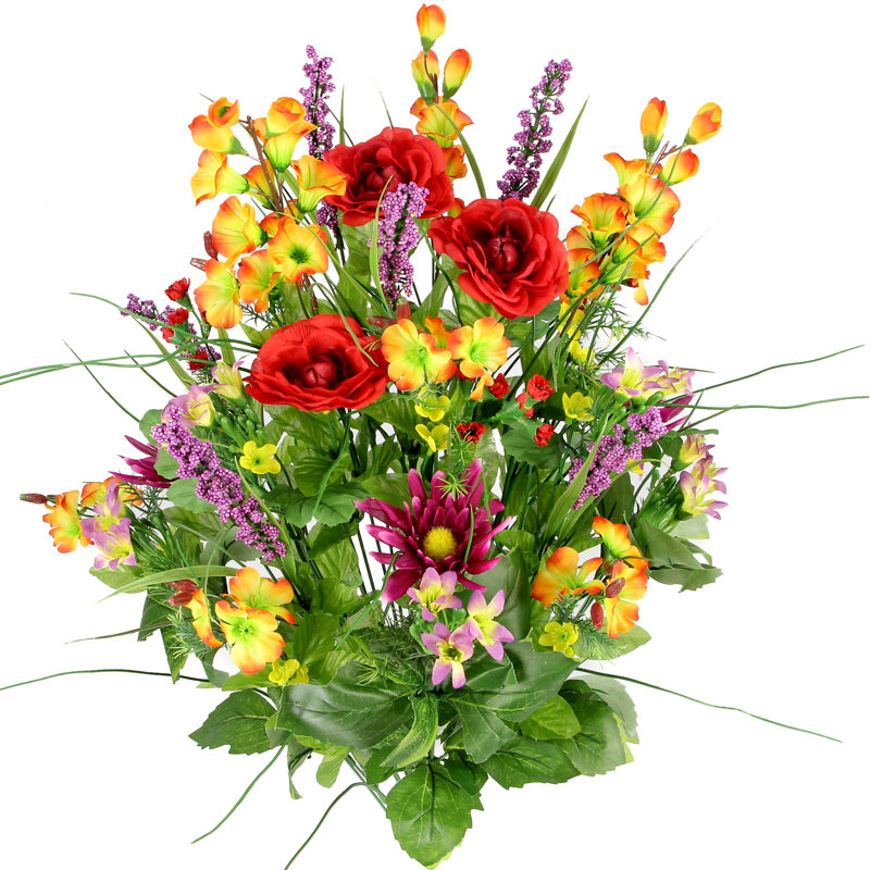 Tiges mixtes, Rouge / orange / lilas / céleri, H 32 po x l 18 po x P 12 po