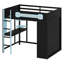 Couchette haute peu encombrante avec espace de travail, rangement pour garde-robe accessible et bandes lumineuses à DEL dynamiques-841057373