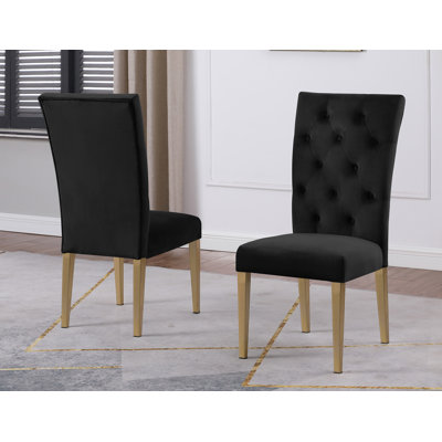 Chaise parsons en velours capitonné Devender