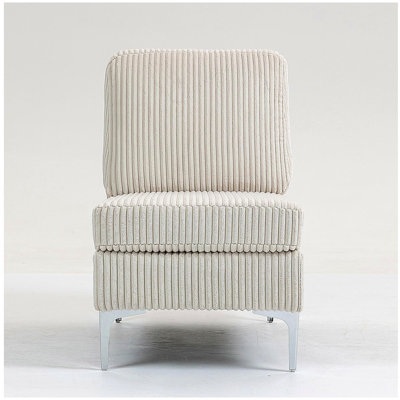 Modular Sectional Sofa Armless Seat Module, Corduroy Sectional Couch, Single Couch Modular Armless Accent Chair with Back Cushion,  Beige