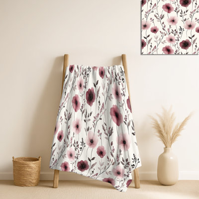 Rose Meadow I - doudou floral, jeté en peluche rétro