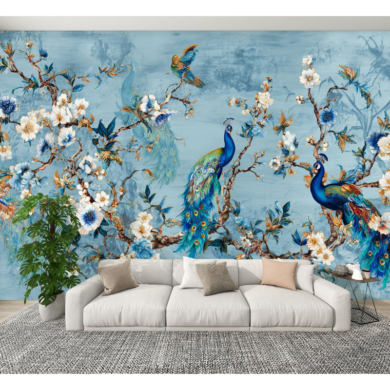 Papier peint auto-adhésif mural de style lanterne de jardin encre de Chine panoramique H 100 po x l 144 po pour bureau à domicile