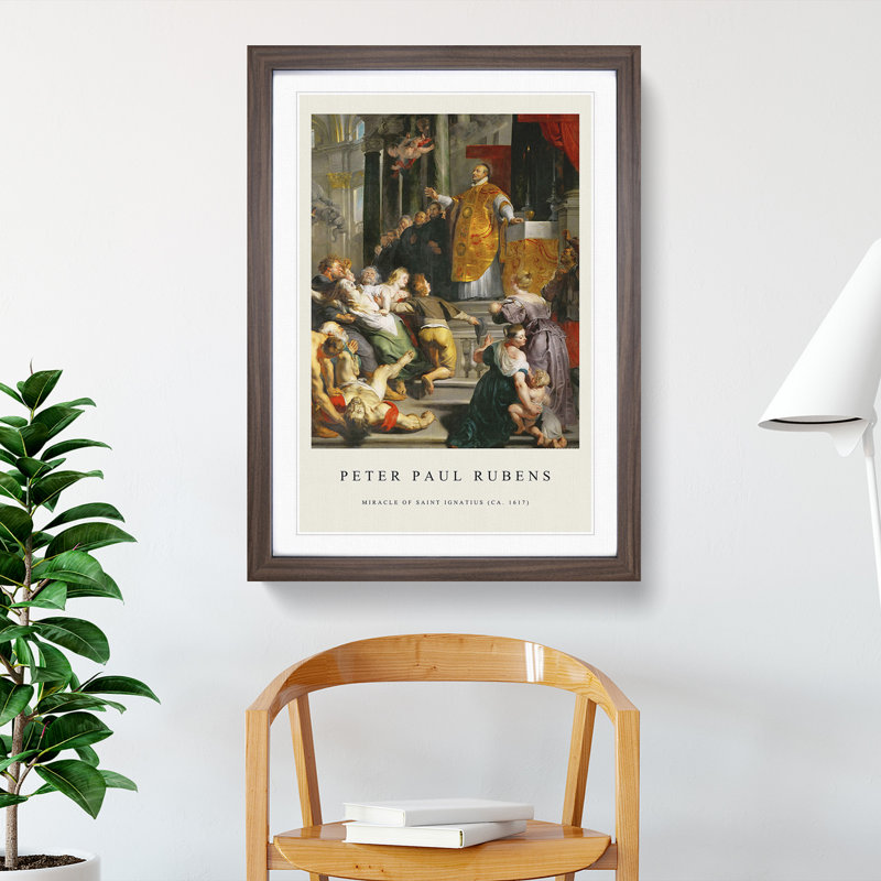 Miracles by Peter Paul Rubens - Picture Frame Painting, 48cm H x 36cm W x 2cm D, Walnut