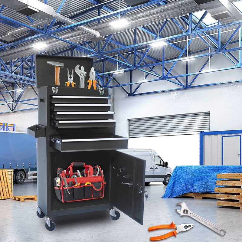 Versatile Iron Rolling Tool Chest For Workshops - Robust Design With Space-saving Style