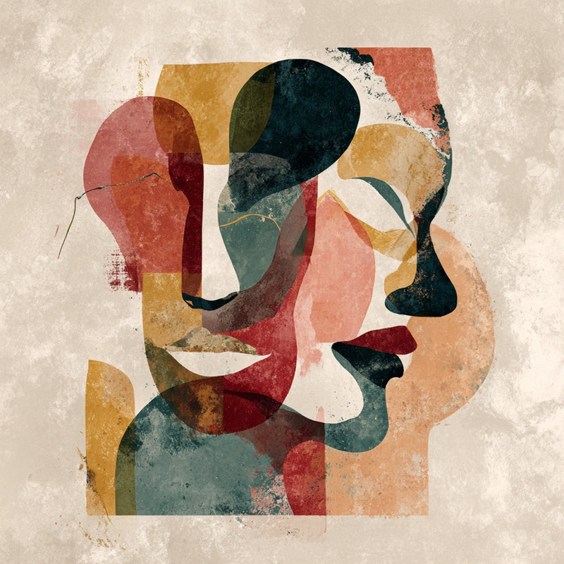 Art mural cubiste sur toile tendue, L 30 po x H 30 po x P 1,5 po