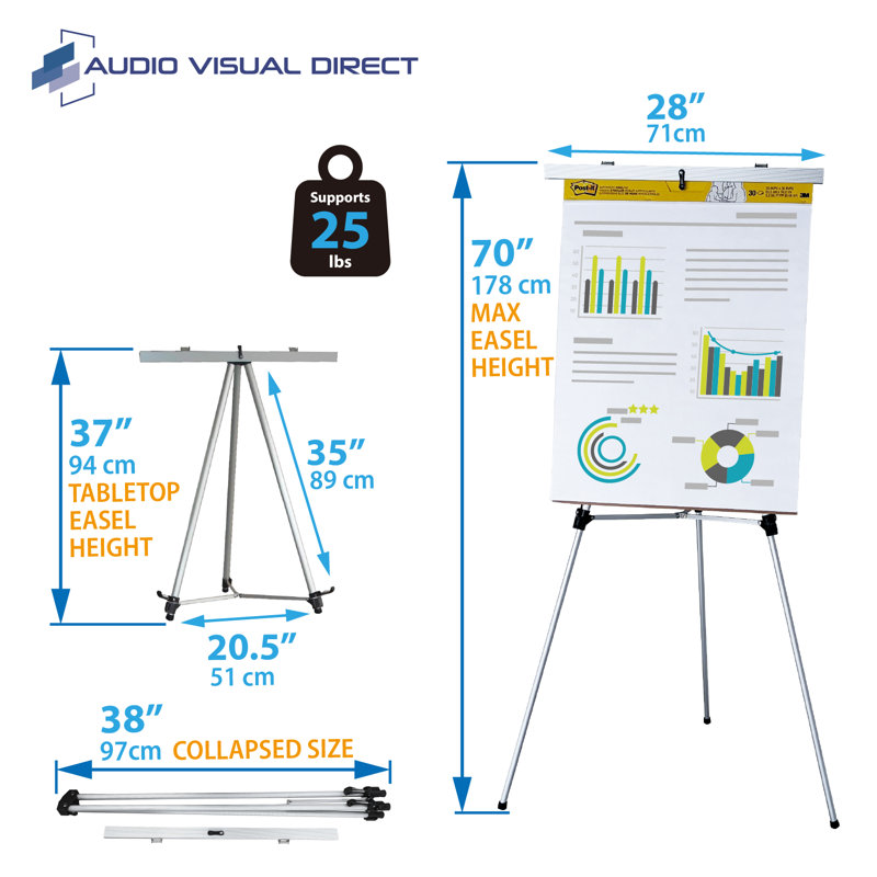 Adjustable Silver Aluminum Tripod Easel with Telescoping Legs